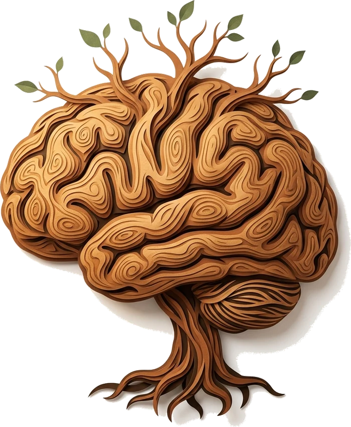 Ilustração de um cérebro em forma de árvore